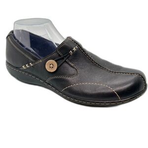 Clarks Bendables Black Leather Slip-on Comfort Shoes Size 9.5M